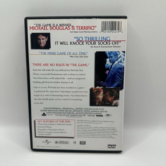 The Game DVD Michael Douglas Sean Penn Universal Studios Widescreen R 1997 - Picture 3 of 4